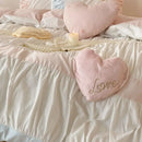 GobekUsa Heart-shaped Washed Cotton Bedding Set - Duvet Cover, Bed Sheet, Pillowcases