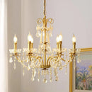 GobekUsa Gold Brass Crystal Chandelier - Luxurious Candle Lights for Villa Living Room