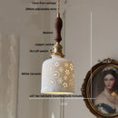 GobekUsa Ceramic Knob Switch LED Pendant Lamp, Nordic Walnut Wood Hanging Light Fixtures for Living Room