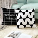 GobekUsa Black Geometry Letters Print Cushion Cover for Home Decor & Office