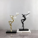 GobekUsa Golden Man Dancing Crystal Ball Acrobatic Sculpture Figure for Home Decor