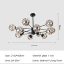 GobekUsa Black Glass Ball LED Chandelier for Living Room, Bedroom - Dimmable Nordic Luxury Fixture