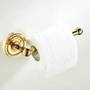 GobekUsa Gold Brass Bathroom Accessories Set: Robe Hook, Paper Holder, Towel Bar, Towel Ring