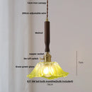 GobekUsa Ceramic Walnut Wood Pendant Light Fixture - Adjustable LED Lamparas for Study Aisle