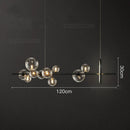 GobekUsa Glass Ball LED Chandelier: Modern Long Pendant Lighting for Living Room and Shop