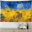 GobekUsa Golden Field Oil Painting Tapestry Wall Hanging - Retro Hippie Art Decor