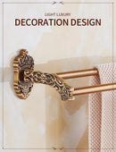 GobekUsa Bronze Carved Bath Accessories Set: Shelf, Towel Rack, Paper Holder, Toilet Brush Holder