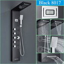 GobekUsa Black Shower Panel Column Wall Mount Rainfall Waterfall Faucet Hot Cold Mixer Tap