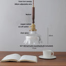 GobekUsa Amber Glass LED Pendant Light, Nordic Modern Design, Walnut Wood, Dining Living Room Lighting