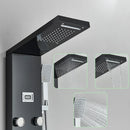 GobekUsa Black Shower Panel Column Wall Mount Rainfall Waterfall Faucet Hot Cold Mixer Tap