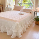 GobekUsa Lace Ruffles Quilted Cooling Bed Skirt Set