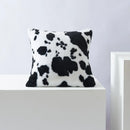GobekUsa Black/White Flower Cow Pattern Plush Cushion Cover 50x50 - Double Sided Print