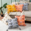 GobekUsa Boho Tufted Embroidered Cotton Canvas Cushion Cover Grey Beige Tassel Pillowcase