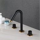 GobekUsa Gold Basin Faucet: Black Brass Widespread Bathroom Tap with Chrome Finish