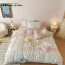 GobekUsa Heart-shaped Washed Cotton Bedding Set - Duvet Cover, Bed Sheet, Pillowcases