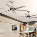 GobekUsa Large 6-Blade Stainless Steel Ceiling Fan for Living Room, Bedroom, Office