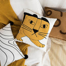 GobekUsa Cartoon Tiger Embroidered Cotton Pillow Cover for Bedroom