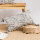 GobekUsa Geometric Tufted Tassel Cushion Cover White Grey Bohemian Decor Pillow Cover