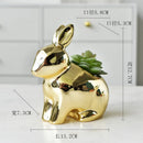 GobekUsa Golden Rabbit Ceramic Flower Pot | Cartoon Succulent Planting Vase