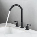 GobekUsa Black Brass Basin Faucet with Waterfall Effect and 3-Hole Design