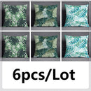 GobekUsa Green Leaves Flower Pillowcase Set | Modern Winter Short Plush 45x45cm Cozy Covers