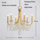 GobekUsa Crystal Candle Chandelier: Elegant Hanging Lamp for Villa, Dining Room, Bedroom, Living Room