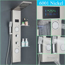 GobekUsa LED Shower Panel Column Faucet with Rainfall Waterfall, Back Jet, Mixer Tap