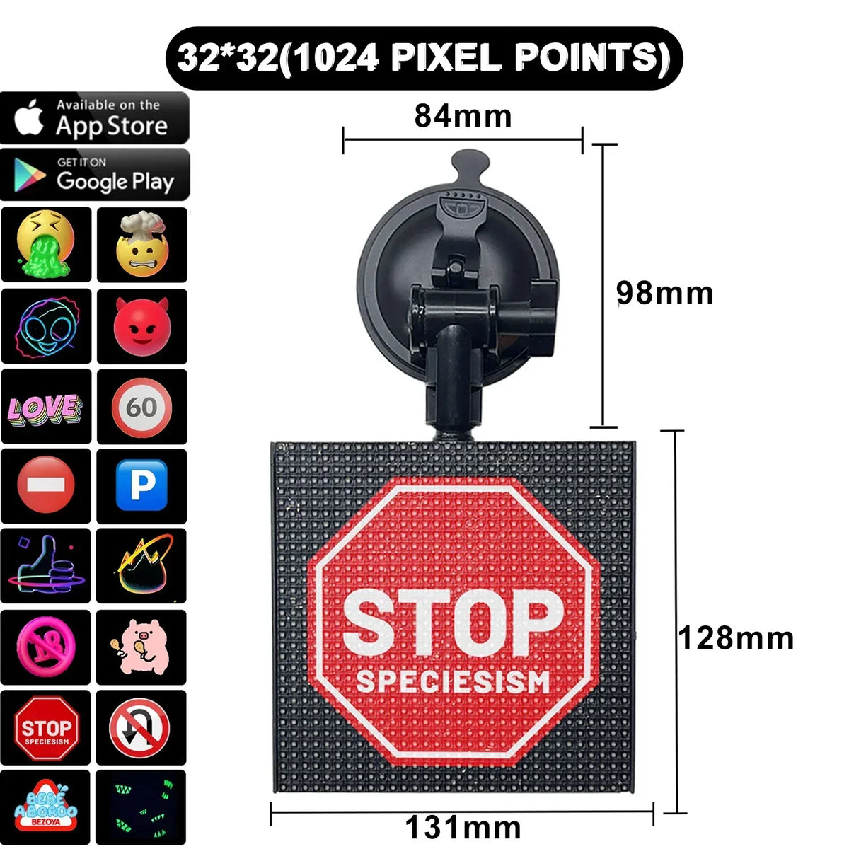 GobekUsa LED Car Sign Screen with Custom Text Animation - 32x32 Pixel Display, photo 8 of 8