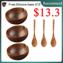 GobekUsa Coconut Bowl Set with Wooden Spoon: Natural Handmade Tableware for Desserts, Fruits, Salads
