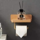 GobekUsa Brass and Wood Toilet Roll Holder & Paper Towel Holder Stand