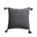 GobekUsa Knitted Grey Ivory Geometric Pillow Cover with Tassels, 45cm x 45cm