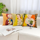 GobekUsa Cartoon Oil Painting Embroidery Throw Pillow for Office Chair, Living Room, Bedroom