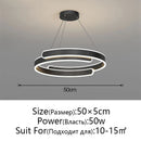 GobekUsa Black White LED Ring Chandelier Pendant Lights for Home Indoor Decor