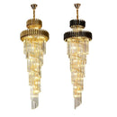 GobekUsa Gold Black Crystal Chandelier Staircase Lights 3m Long Luxury Villa Lighting