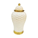 GobekUsa Golden Flower Vase Ceramic Checkmate Jar Weave Pattern Home Decoration Accessories