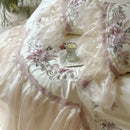GobekUsa Elegant Flowers Embroidery Lace Princess Wedding Bedding Set - 1200TC Cotton Duvet Cover