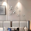 GobekUsa Gold/Silver Pigeon Wall Ornaments - Dove Statue for Living Room Aesthetics
