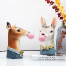 GobekUsa Animal Bust Succulent Vase Hand-Painted Resin Figure with Giraffe/Zebra/Bear/Panda Blowing Bubbles