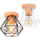 GobekUsa Iron Wood E27 Ceiling Light: Modern Nordic Mini Lamp for Living Room and Bedroom
