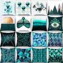 GobekUsa Geometric Leaf Flower Pillowcase Teal Blue Sofa Car Home Decor Throw Cover