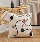 GobekUsa Lambswool Face Cushion Cover 45x45 Beige White Abstract Art Pillowcase