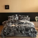 GobekUsa Luxe Faux Fur & Velvet Patchwork Bedding Set - Duvet, Sheet & Pillowcases