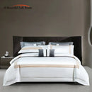 GobekUsa King Size Luxury 1400TC Cotton White Bedding Set with Embroidery
