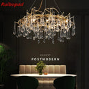 GobekUsa Elegant Gold Metal Branch Chandelier with Glass Water Drop Crystals