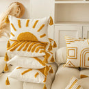 GobekUsa Golden Yellow Geometric Tufted Tassel Cushion Cover - Modern Boho Home Decor