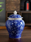 GobekUsa Blue White Porcelain Tea Pot Canister for Sealed Storage Organization