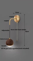 GobekUsa Adjustable Walnut Wood LED Wall Sconce | Nordic Bedroom Lamparas with Acrylic | Simple Aisle Décor