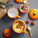 GobekUsa Halloween Pumpkin Shaped Ceramic Cup with Spoon | Kawaii Soup Mug