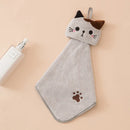 GobekUsa Cartoon Cat Hand Towel: Thick Coral Velvet Towel for Kitchen & Bathroom