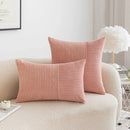 GobekUsa Corduroy Patchwork Striped Christmas Cushion Covers - Set of 2